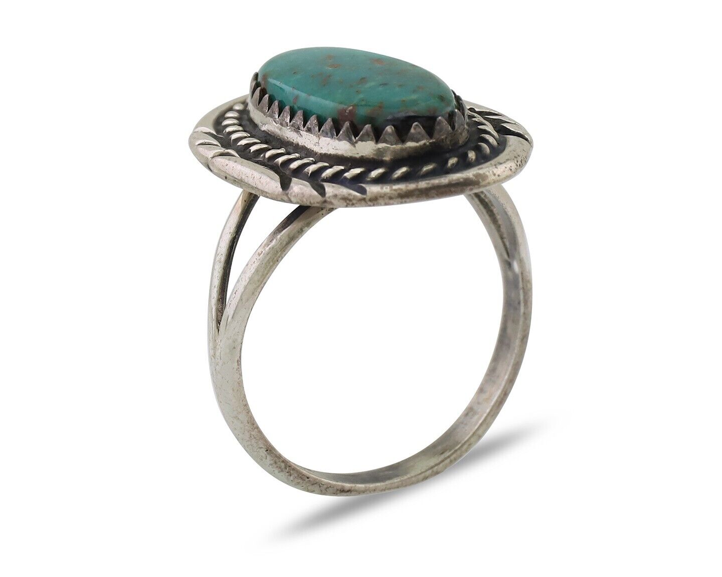 Navajo Handmade Ring 925 Silver Kingman Turquoise Size 6.25 C.80's