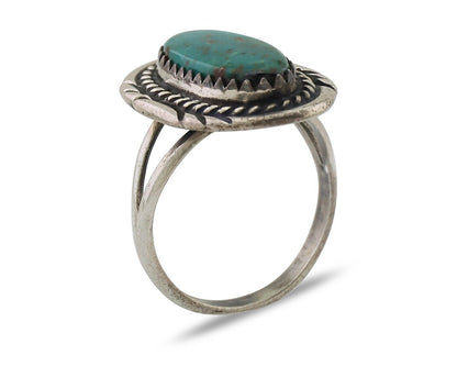 Navajo Handmade Ring 925 Silver Kingman Turquoise Size 6.25 C.80's