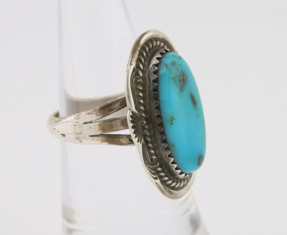 Navajo Handmade Ring 925 Silver Natural Turquoise Native Artist C.80's