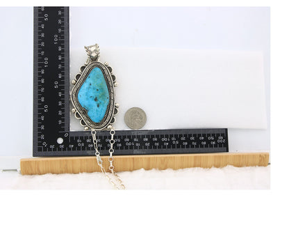 Large Navajo Necklace Sterling Silver Authentic Turquoise Vintage Signed Gomez