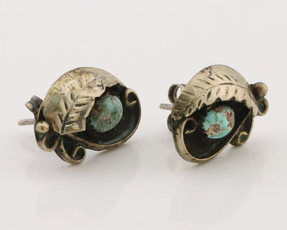 Navajo Earrings 925 Silver Natural Turquoise Native American Artist C.80's