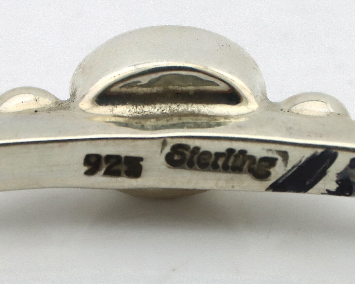 Navajo Bracelet .925 Silver Red Mediterranean Coral Native American Artist C90s