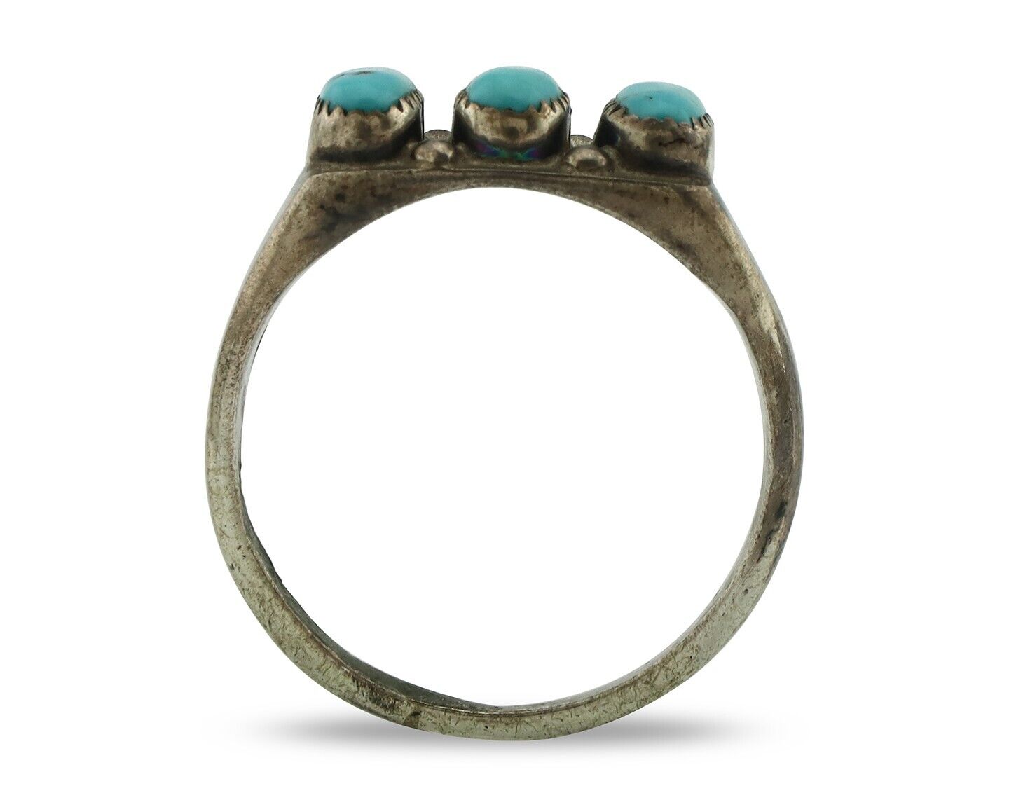 Zuni Ring .925 Silver Natural Sleeping Beauty Turquoise Signed R. LULE C.80's