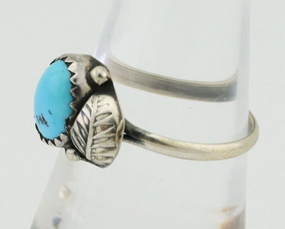 Navajo Ring 925 Silver Sleeping Beauty Turquoise Native American Artist C.80's