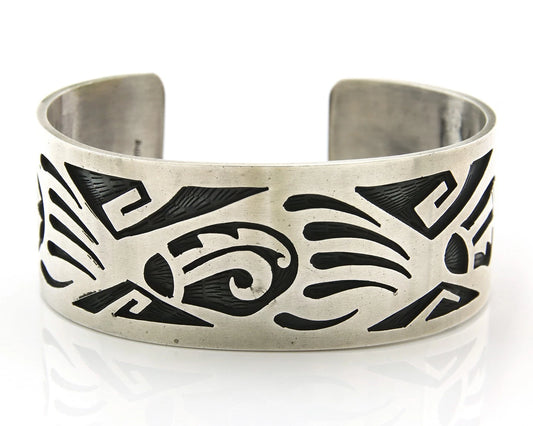 Navajo Cuff Bracelet Sterling Silver Handmade Vintage Native Artist