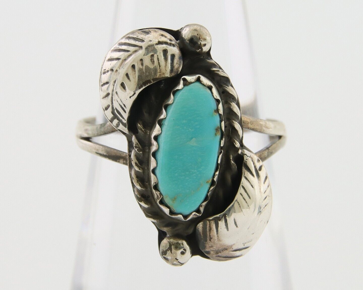 Navajo Ring 925 Silver Natural Blue Turquoise Native American Artist C.80's