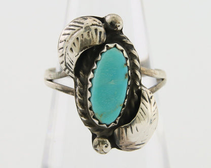 Navajo Ring 925 Silver Natural Blue Turquoise Native American Artist C.80's