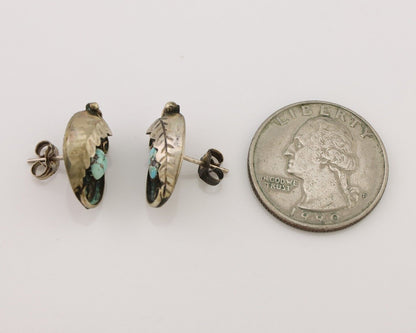 Navajo Earrings 925 Silver Natural Turquoise Native American Artist C.80's