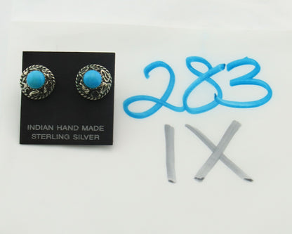 Navajo Earrings Sterling Silver Natural Turquoise Vintage Handmade