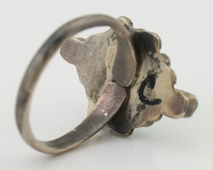 Vintage Handmade Navajo Ring Turquoise 925 Silver Size 7.25 C.80's