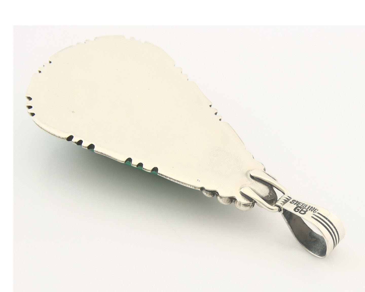 Navajo Sterling Silver Pendant Malachite Vintage Handmade Signed George Begay