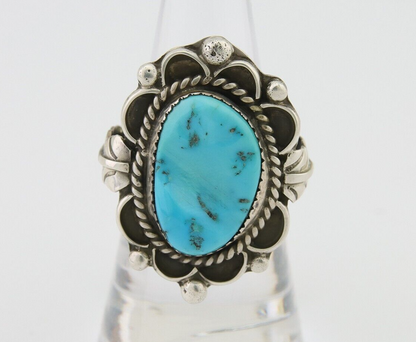 Navajo Ring 925 Silver Natural Blue Turquoise Native American Artist C.80's