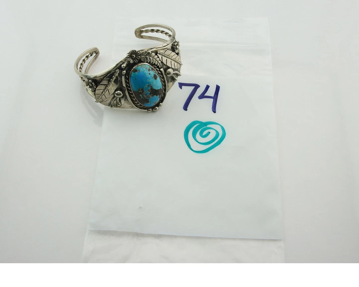 Navajo Cuff Bracelet Sterling Silver Turquoise Handmade Vintage