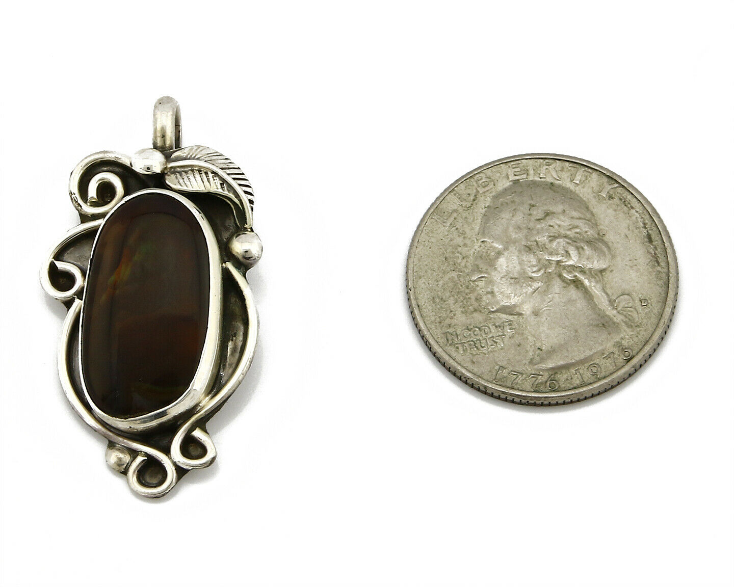 Navajo Josephine Rojas Natural Mined Fire Agate .925 Silver Handmade Pendant