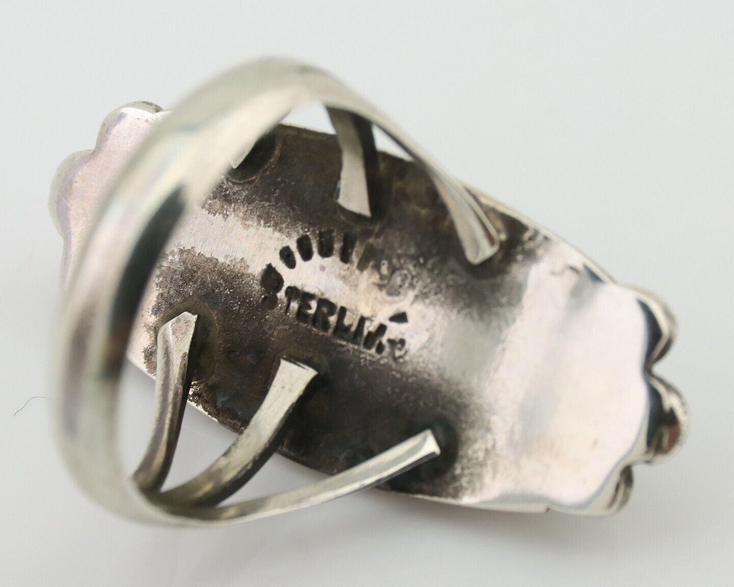 Navajo Turquoise Ring 925 Silver Artist Signed Sunrise Size 6.5 C.80's