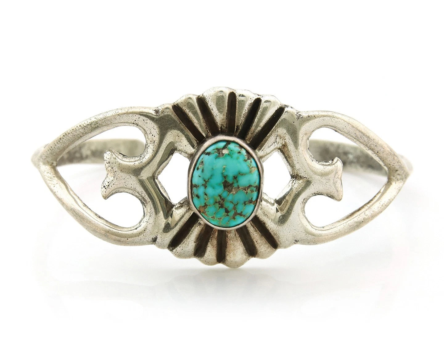 Navajo Cuff Bracelet Sterling Silver Turquoise Vintage Artist Signed C
