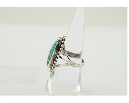 Navajo Shield Ring 925 Silver Arizona Turquoise Native Artist C.80's