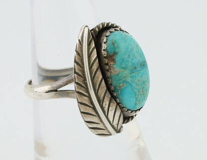 Navajo Handmade Ring 925 Silver Natural Turquoise Artist Signed IJC C.80's