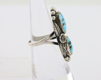 Navajo Ring 925 Silver Natural Blue Turquoise Artist Signed SC C.80's Size 5.75