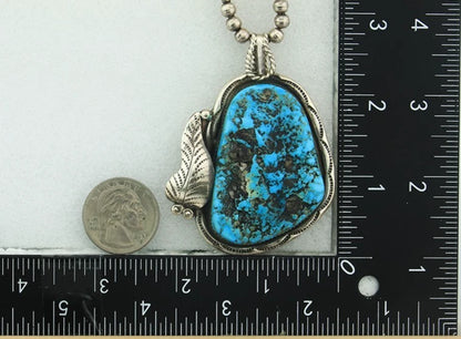 Navajo Bead Necklace 925 Sterling Silver Nugget Turquoise Signed Wes Craig C.80s
