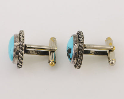 Navajo Cufflinks 925 Silver Native American Natural Turquoise C.80's