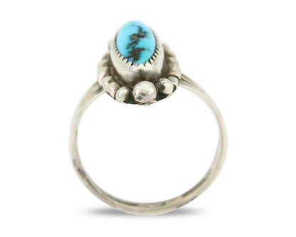 Navajo Ring 925 Silver Blue Tuquoise Artist Signed SC Size 9.5