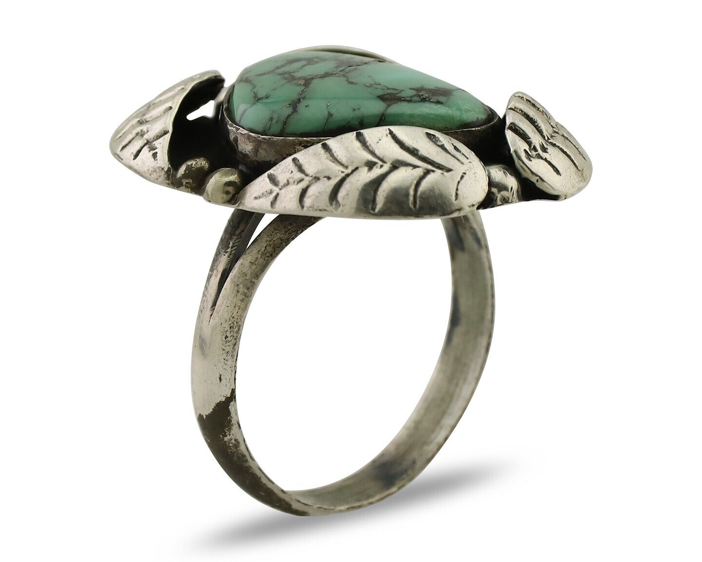 Navajo Ring 925 Silver Natural Turquoise Native American Artist C.80's