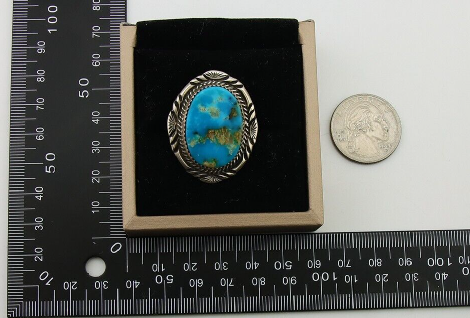 Navajo Ring 925 Sterling Silver Turquoise Signed Mike Begay C.80's
