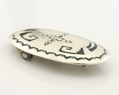 Navajo Belt Buckle 925 Sterling Silver Signed T Billy 1.5x2.5 in C.80's