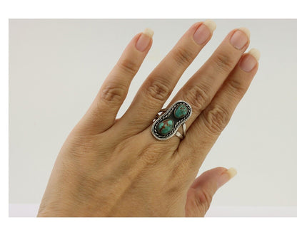 Navajo Handmade Ring 925 Silver Natural Turquoise Native American Artist C.80's
