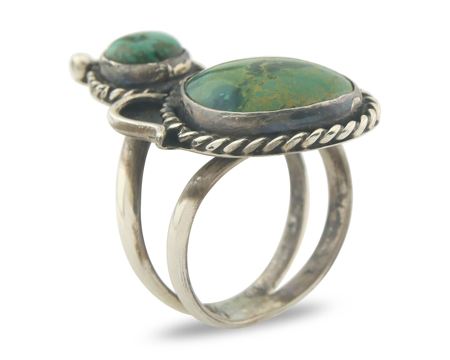 Vintage Navajo Ring 925 Sterling Authentic Turquoise Artist Signed Size 10.75