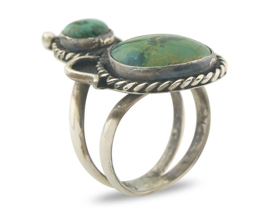Vintage Navajo Ring 925 Sterling Authentic Turquoise Artist Signed Size 10.75