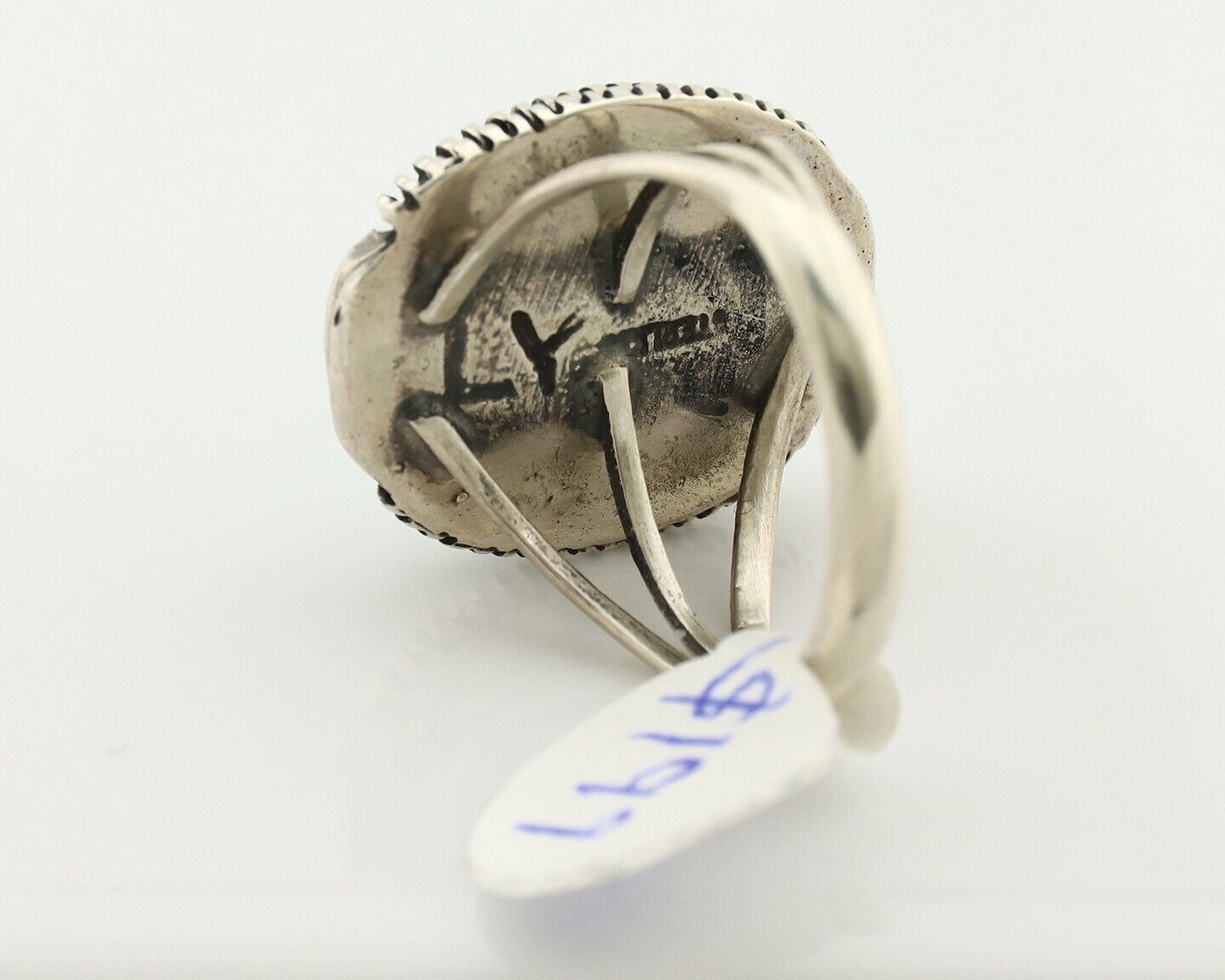 Navajo Ring 925 Silver Natural Blue Turquoise Artist Signed Larry Yazzie C.80's