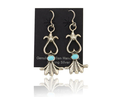 Navajo Dangle Earrings 925 Silver Blue Turquoise Native American Artist C.80's