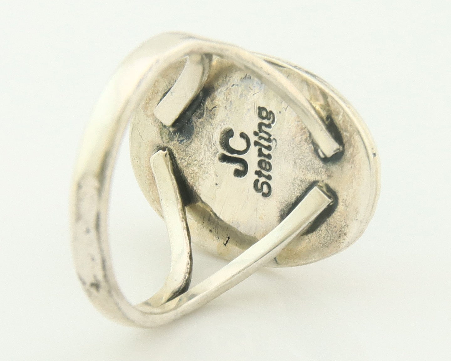 Navajo Ring Sterling Silver Blue Turquoise Vintage Signed JC Size 5.25