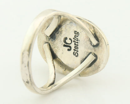 Navajo Ring Sterling Silver Blue Turquoise Vintage Signed JC Size 5.25