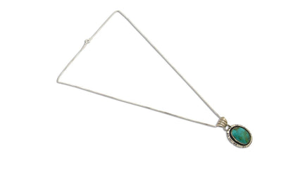 Navajo Necklace 925 Silver Natural Turquoise Artist Signed UP C.80's
