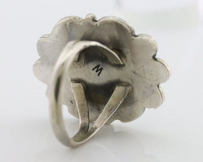 Navajo Ring 925 Silver Natural Turquoise Artist Signed M Size 6.25 C.80's