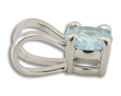 March Birthstone Pendant Set in 14k Solid White Gold