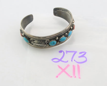 Navajo Cuff Bracelet Sterling Silver Natural Gemstone Vintage Native American