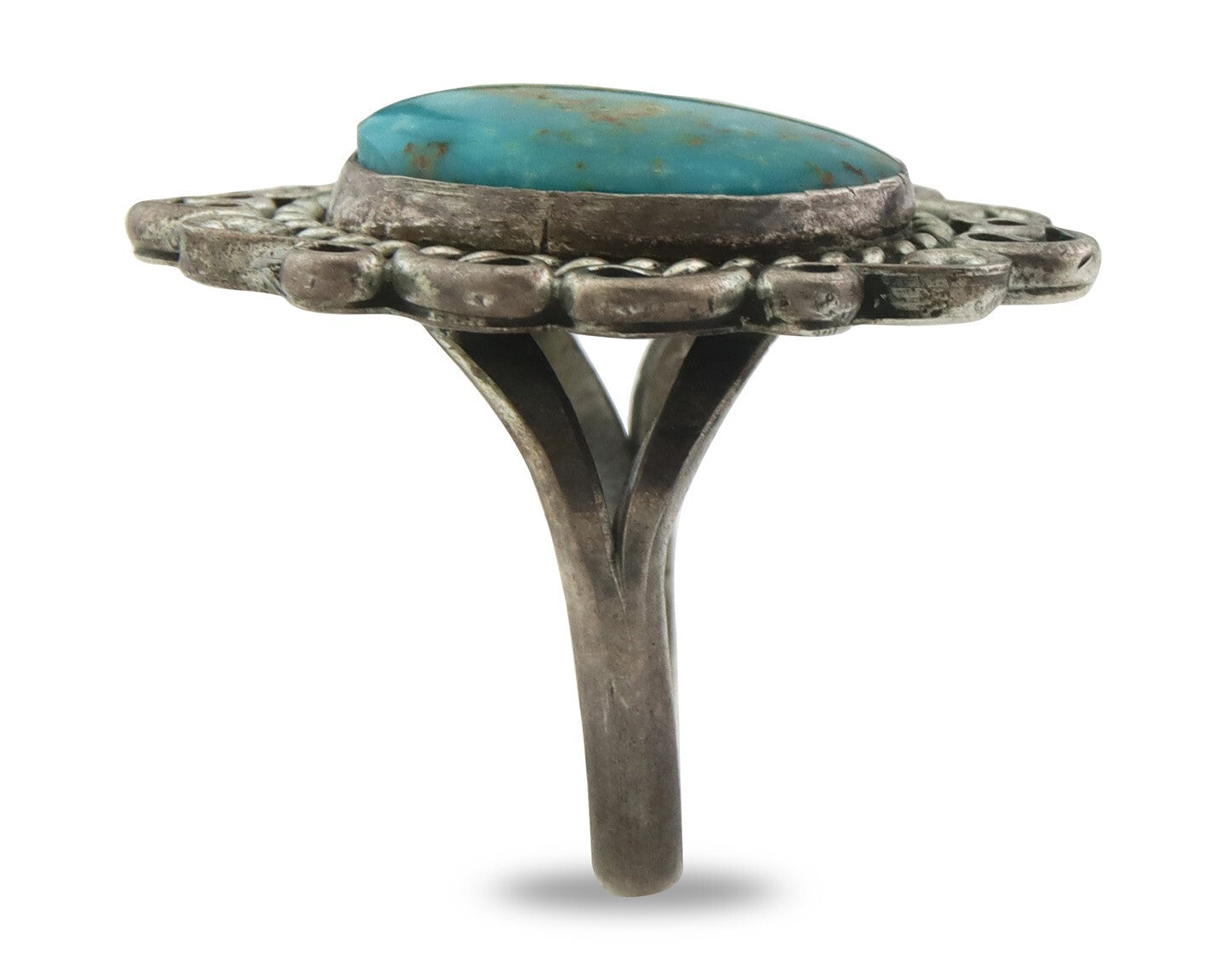 Vintage Navajo Ring 925 Sterling Silver Turquoise Signed W Size 6.0