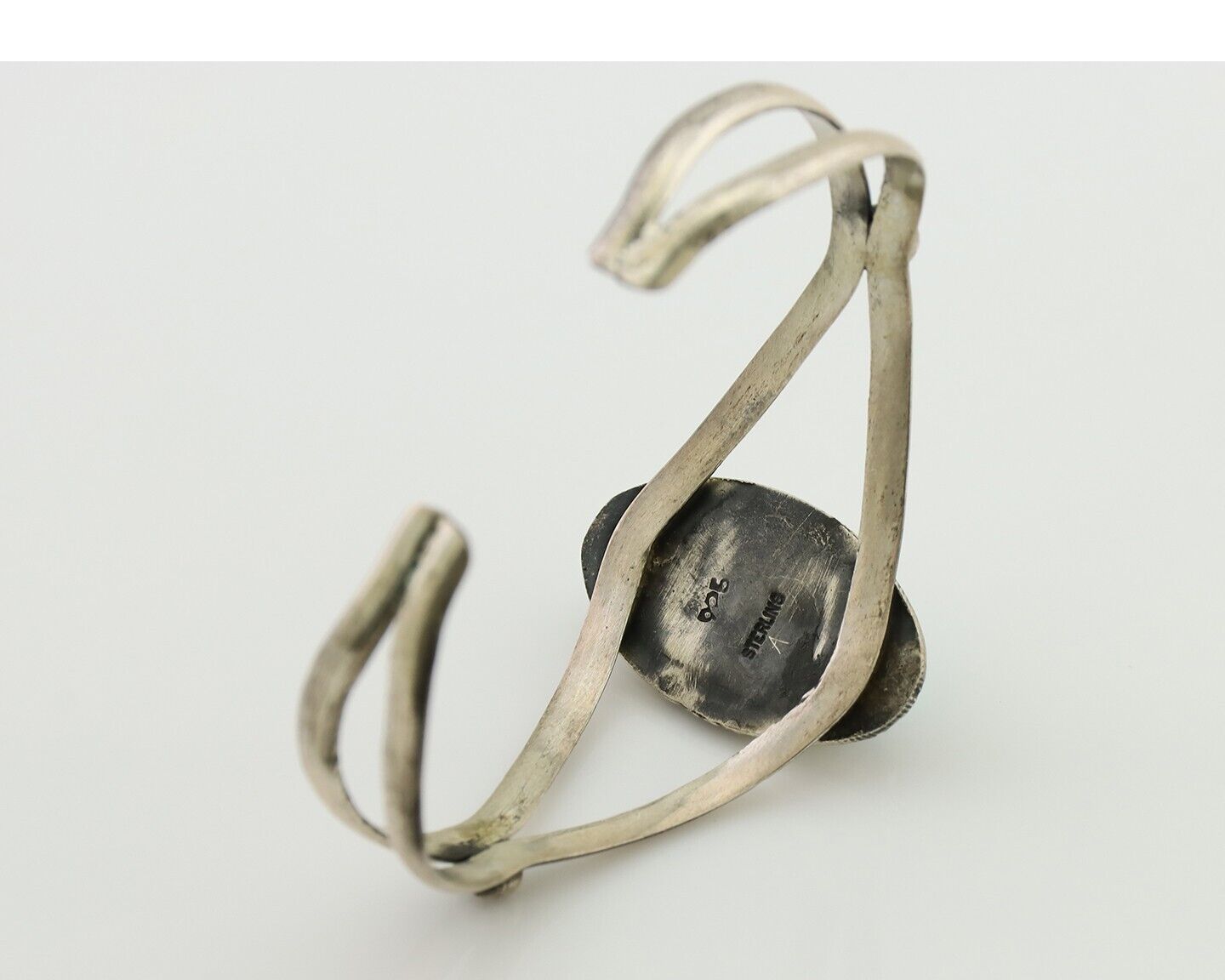 Navajo Bracelet 925 Silver Kingman Turquoise Native American Artist C.80's