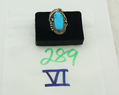 Vintage Navajo Ring 925 Sterling Silver Turquoise Handmade Signed JM Size 7.0
