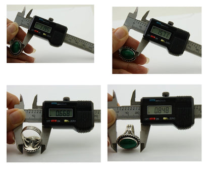 Navajo Ring 925 Silver Natural Malachite Native American Artist C.80's