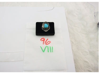 Huge Navajo Ring Sterling Silver Vintage Turquoise Handmade Signed TS Size 5.75