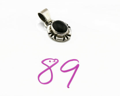 Navajo Hand Stamped Natural Mined Black Onyx in .925 SOLID Silver Pendant