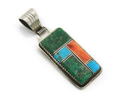 Navajo Pendant 925 Sterling Silver Natural Gemstones Vintage Signed Begay