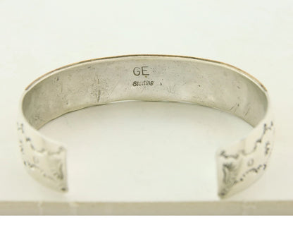 Navajo Cuff Bracelet Sterling Silver & Gold Vintage Storyteller Signed GE
