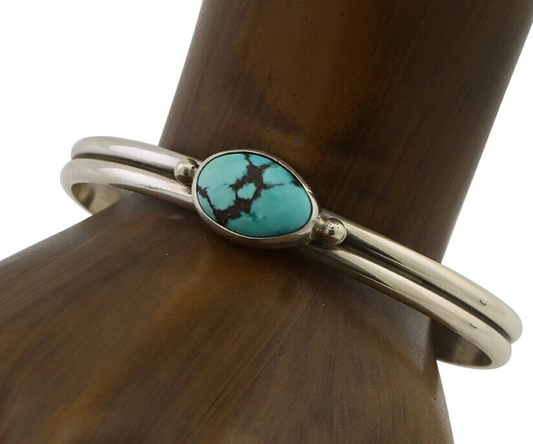 Navajo Cuff Bracelet 925 Silver Natural Blue Turquoise Native American C.80's