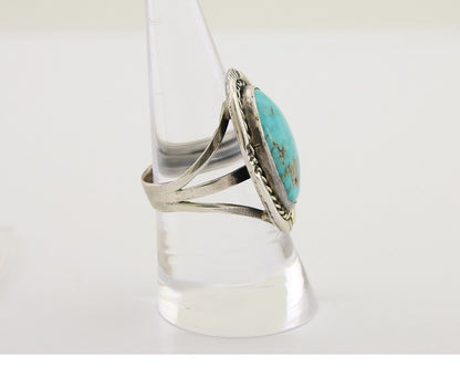 Navajo Ring .925 Silver Nevada Turquoise Artist Signed JT C.80's